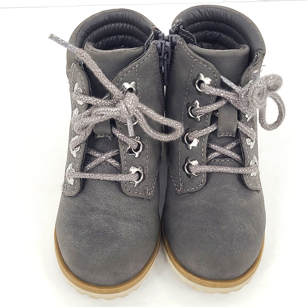Place 5 gray silver tan side zip boots cute cozy winter fall